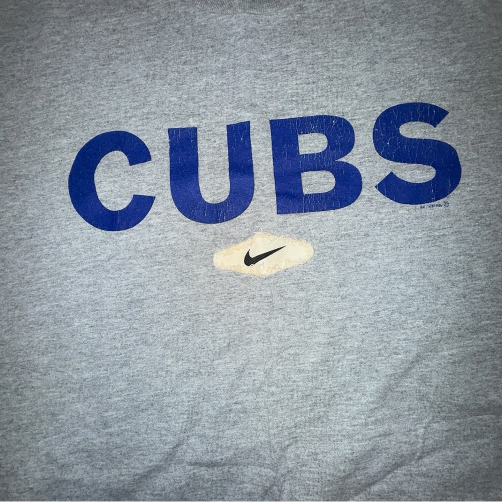 Vintage Nike Chicago Cubs T Shirt Mens L Gray MLB Baseball Swoosh 90s Y2K - Picture 5 of 6